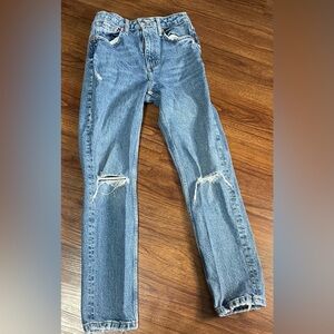 Distressed Blue Denim Jeans